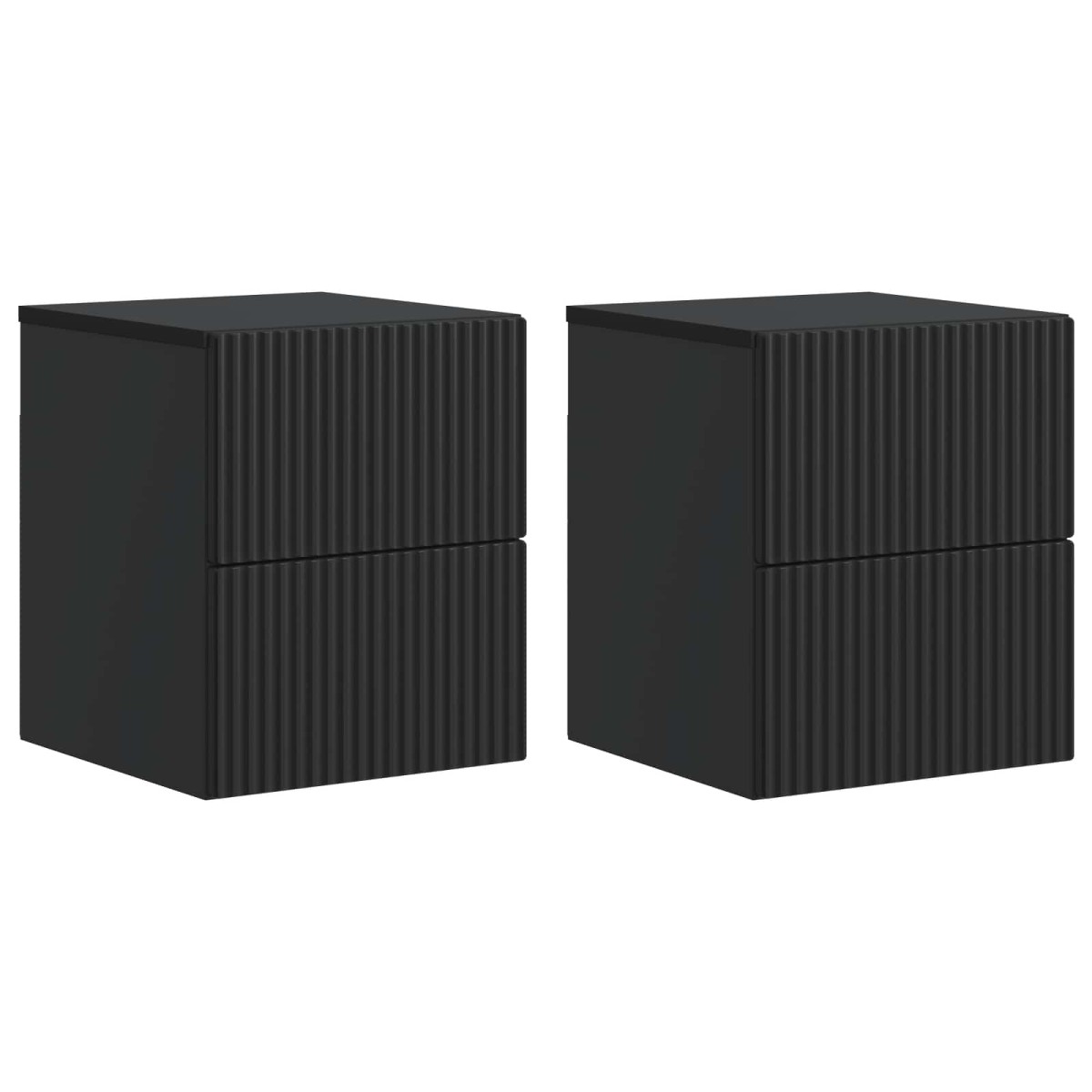 vidaXL Τοίχου Κρεμαστό Κομοδίνο 2 τεμ. Μαύρο 33 x 34,5 x 40 εκ
