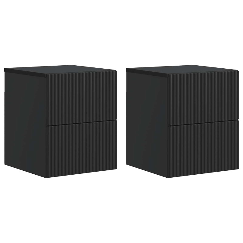 vidaXL Τοίχου Κρεμαστό Κομοδίνο 2 τεμ. Μαύρο 33 x 34,5 x 40 εκ