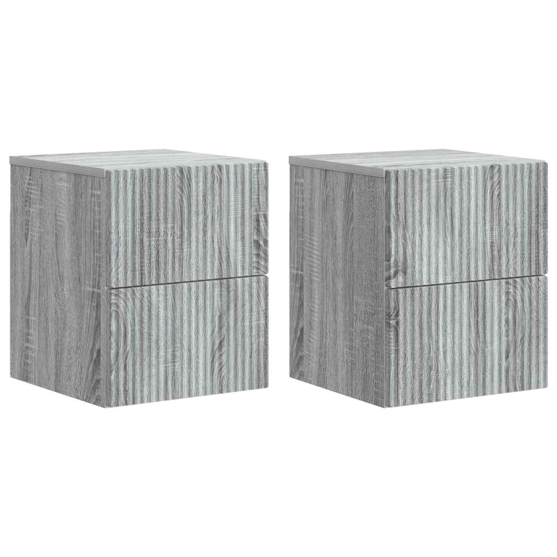 vidaXL Τοίχου Κρεμαστό Κομοδίνο 2 τεμ. Γκρι Sonoma 33 x 34,5 x 40 εκ