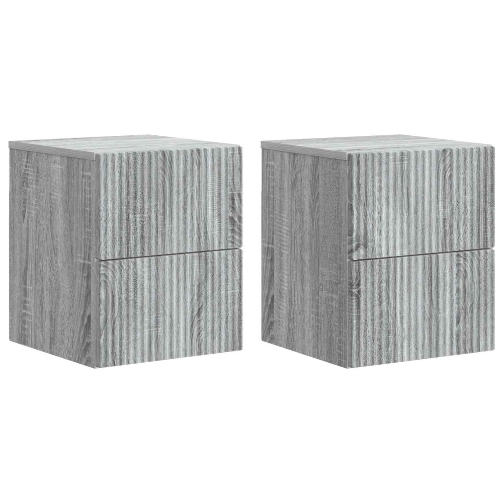 vidaXL Τοίχου Κρεμαστό Κομοδίνο 2 τεμ. Γκρι Sonoma 33 x 34,5 x 40 εκ