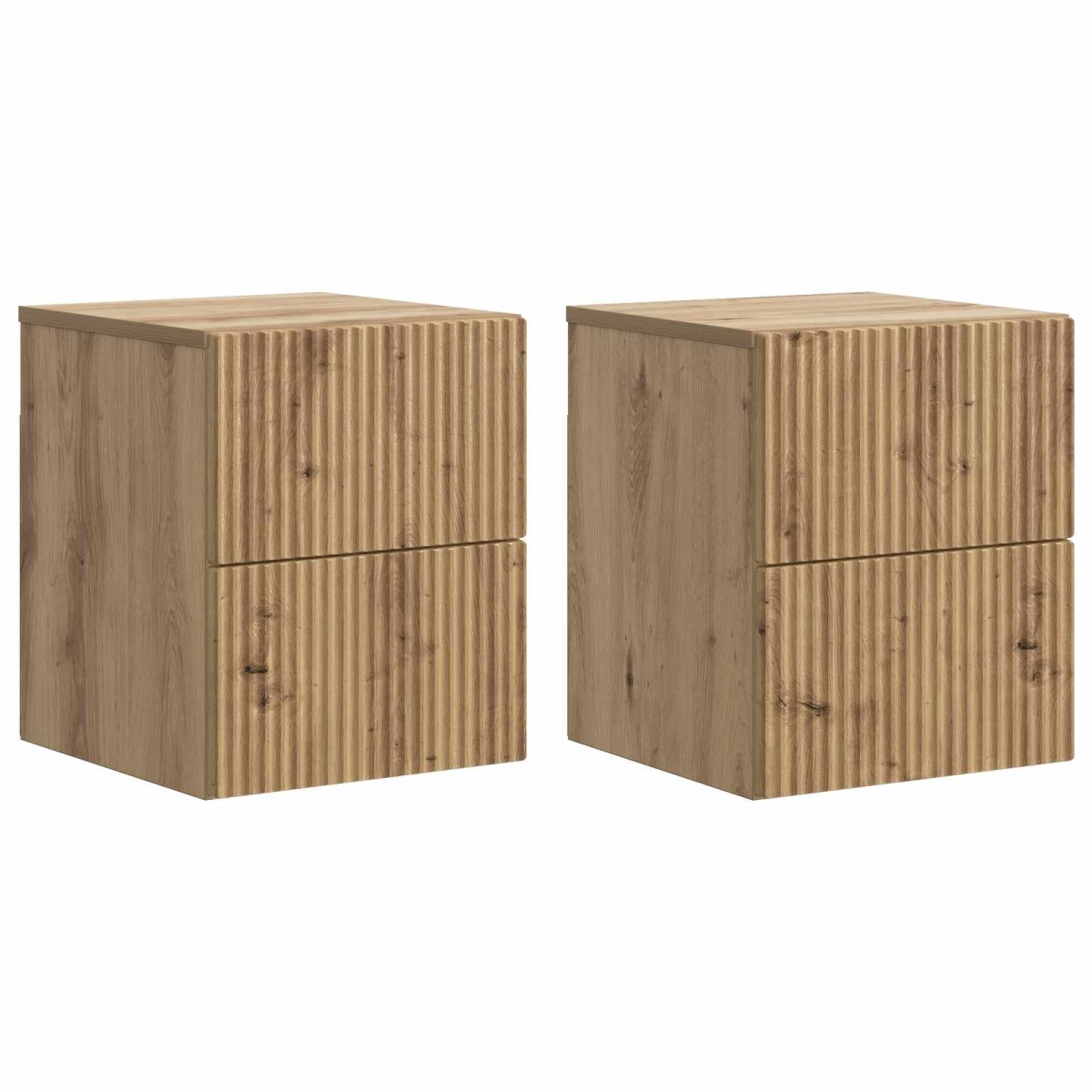 vidaXL Τοίχου Κρεμαστό Κομοδίνο 2 τεμ. Artisan Δρυς 33 x 34,5 x 40 εκ