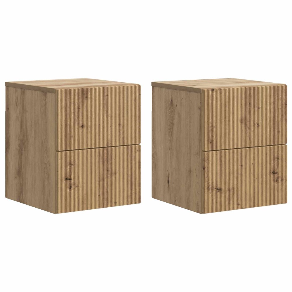 vidaXL Τοίχου Κρεμαστό Κομοδίνο 2 τεμ. Artisan Δρυς 33 x 34,5 x 40 εκ