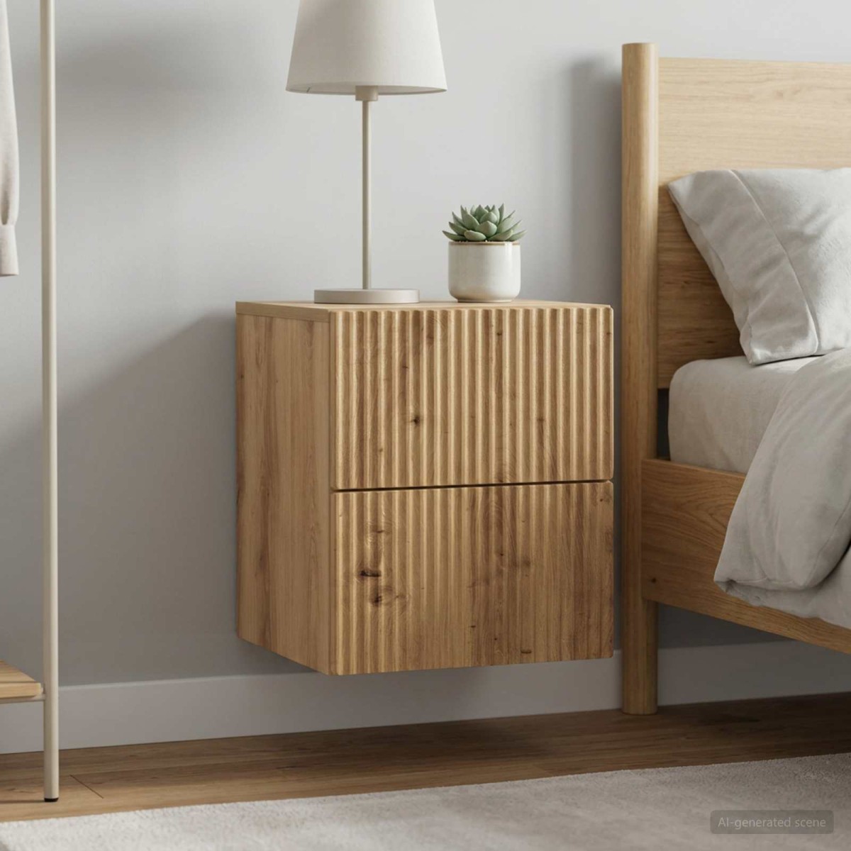 vidaXL Τοίχου Κρεμαστό Κομοδίνο 2 τεμ. Artisan Δρυς 33 x 34,5 x 40 εκ