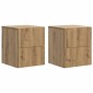 vidaXL Τοίχου Κρεμαστό Κομοδίνο 2 τεμ. Artisan Δρυς 33 x 34,5 x 40 εκ