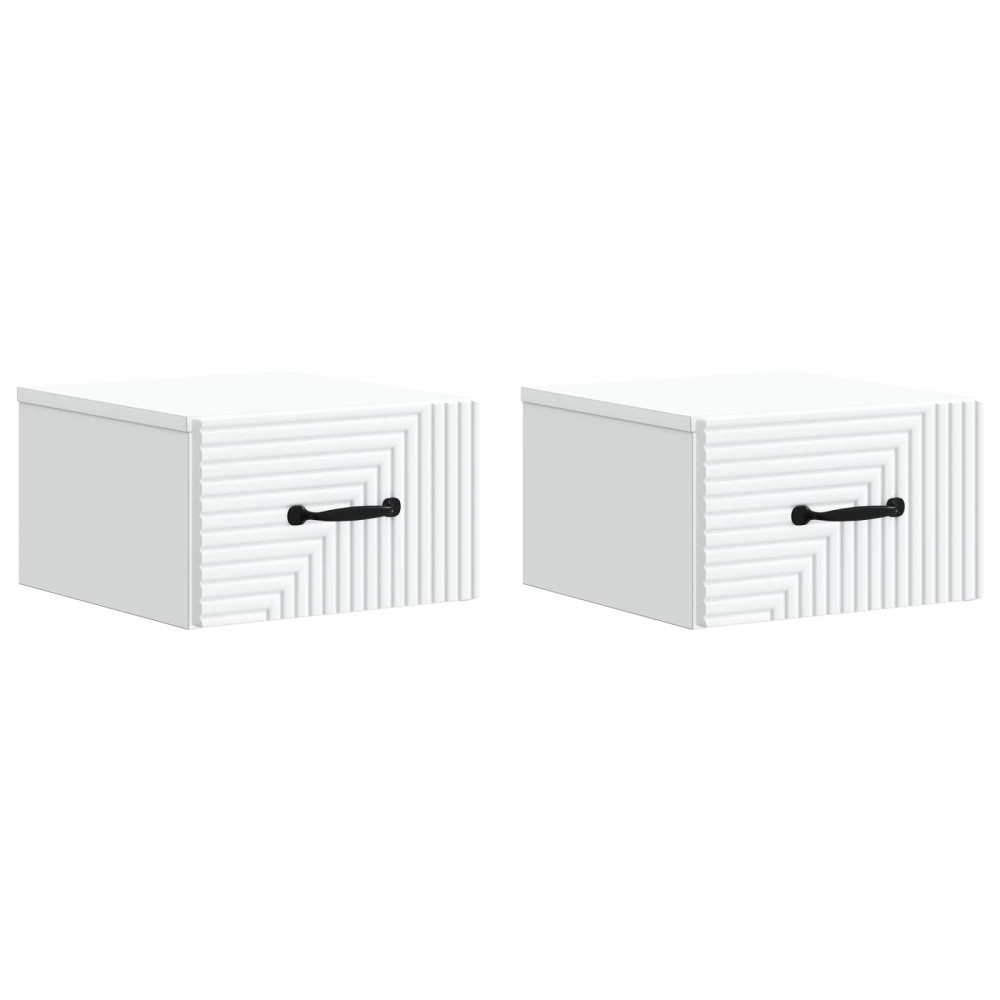 vidaXL Τοίχου Κρεμαστό Κομοδίνο 2 τεμ. Λευκό 34,5 x 33 x 20 εκ.