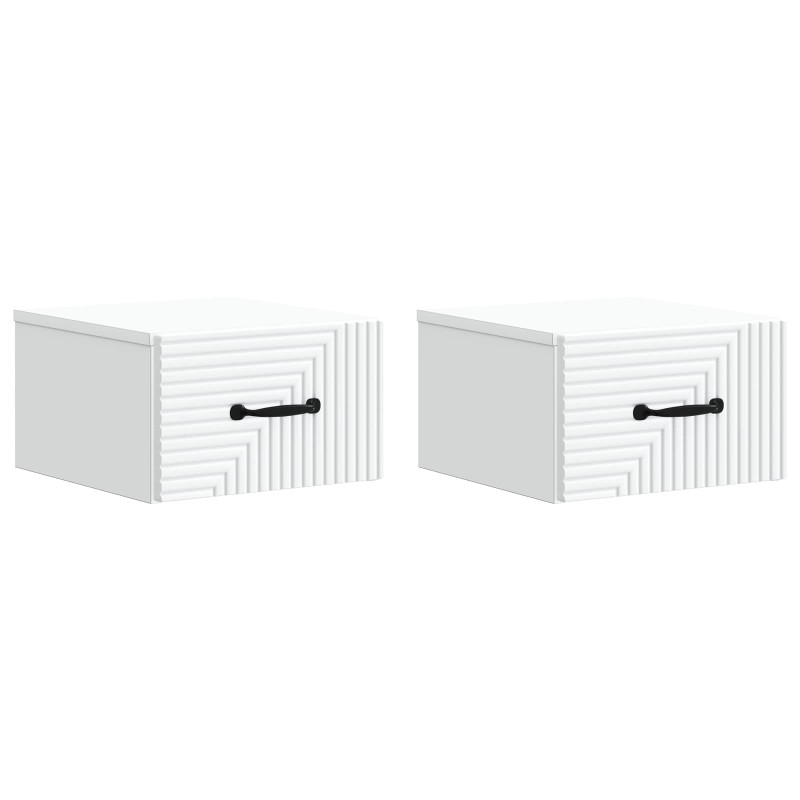 vidaXL Τοίχου Κρεμαστό Κομοδίνο 2 τεμ. Λευκό 34,5 x 33 x 20 εκ.