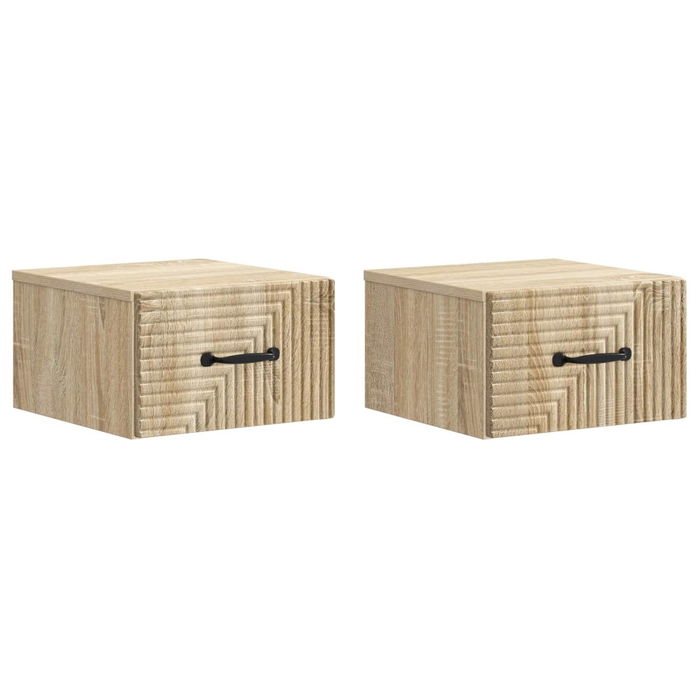vidaXL Τοίχου Κρεμαστό Κομοδίνο 2 τεμ. Sonoma Δρυς 34,5 x 33 x 20 εκ.