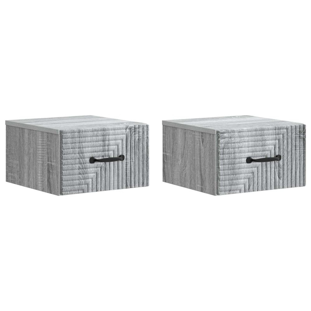 vidaXL Τοίχου Κρεμαστό Κομοδίνο 2 τεμ. Γκρι Sonoma 34,5 x 33 x 20 εκ.
