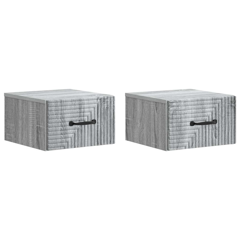 vidaXL Τοίχου Κρεμαστό Κομοδίνο 2 τεμ. Γκρι Sonoma 34,5 x 33 x 20 εκ.