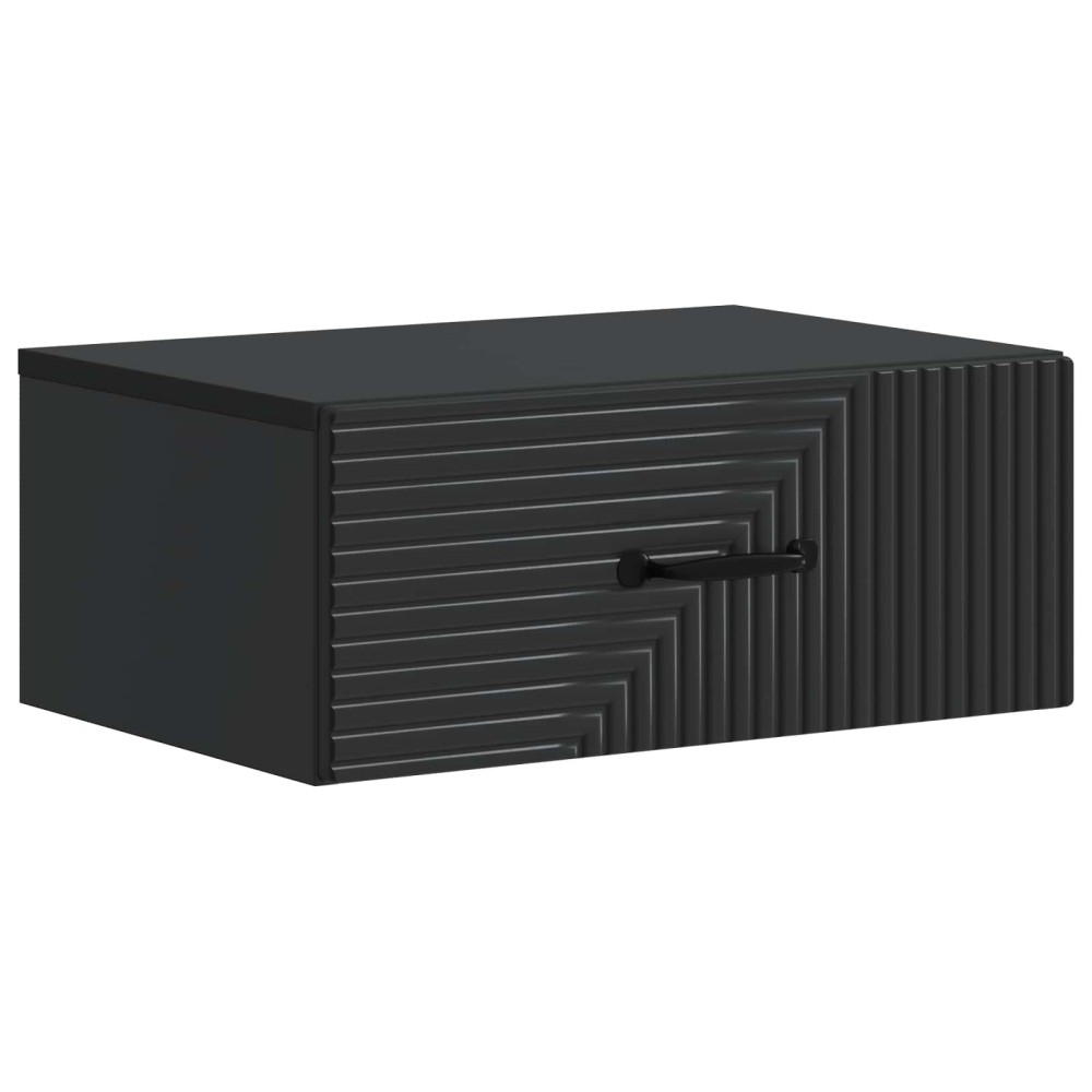 vidaXL Τοίχου Κρεμαστό Κομοδίνο Μαύρο 49 x 34,5 x 20 εκ.