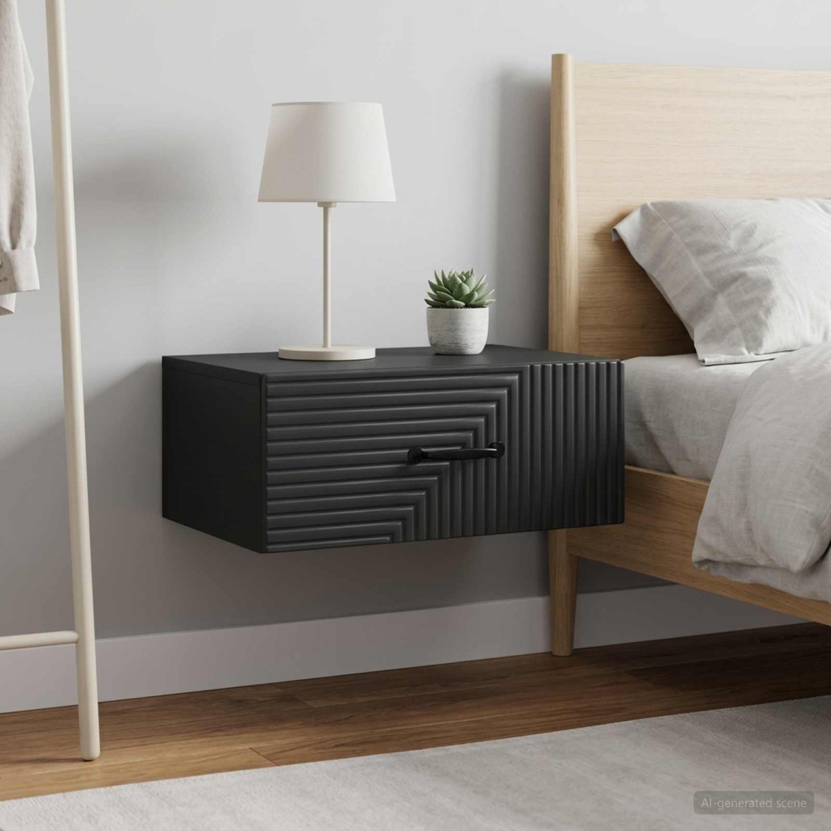 vidaXL Τοίχου Κρεμαστό Κομοδίνο 2 τεμ. Μαύρο 49 x 34,5 x 20 εκ.