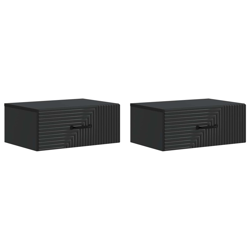 vidaXL Τοίχου Κρεμαστό Κομοδίνο 2 τεμ. Μαύρο 49 x 34,5 x 20 εκ.