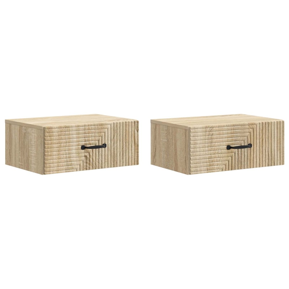 vidaXL Τοίχου Κρεμαστό Κομοδίνο 2 τεμ. Sonoma Δρυς 49 x 34,5 x 20 εκ.