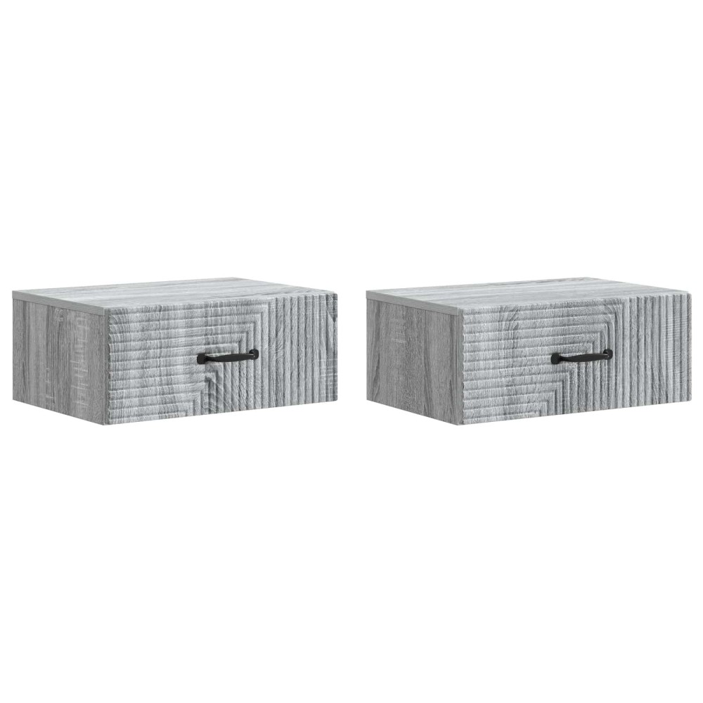 vidaXL Τοίχου Κρεμαστό Κομοδίνο 2 τεμ. Γκρι Sonoma 49 x 34,5 x 20 εκ.