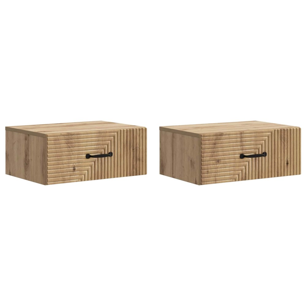 vidaXL Τοίχου Κρεμαστό Κομοδίνο 2 τεμ. Artisan Δρυς 49 x 34,5 x 20 εκ.