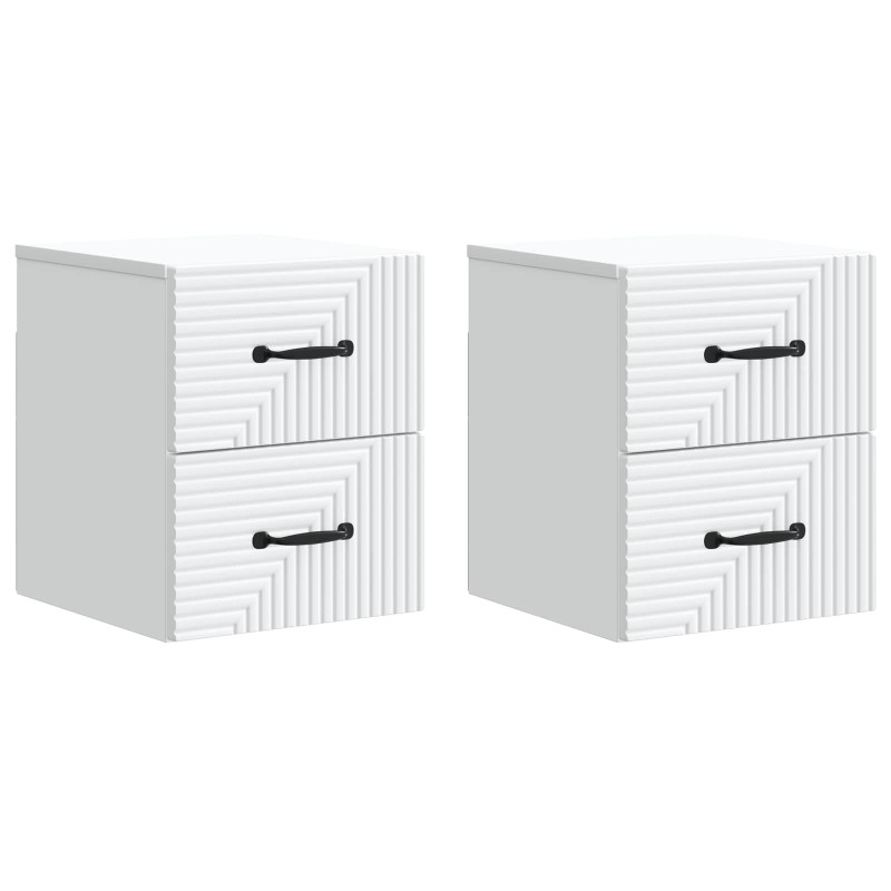 vidaXL Τοίχου Κρεμαστό Κομοδίνο 2 τμχ. Λευκό 34,5 x 33 x 40 εκ