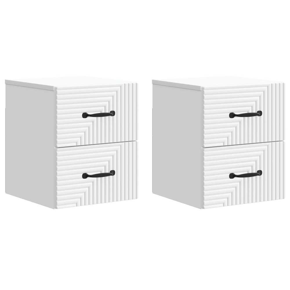 vidaXL Τοίχου Κρεμαστό Κομοδίνο 2 τμχ. Λευκό 34,5 x 33 x 40 εκ