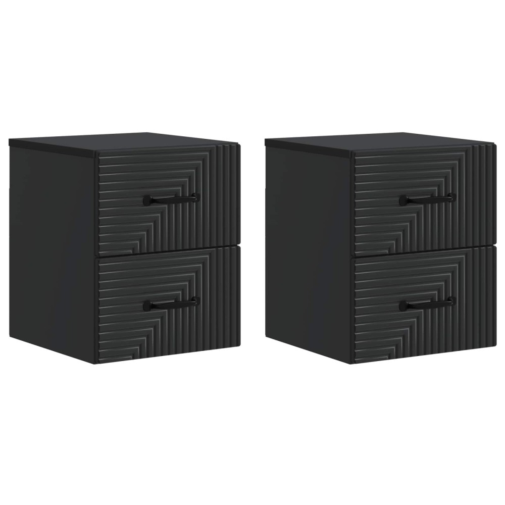 vidaXL Τοίχου Κρεμαστό Κομοδίνο 2 τμχ. Μαύρο 34,5 x 33 x 40 εκ