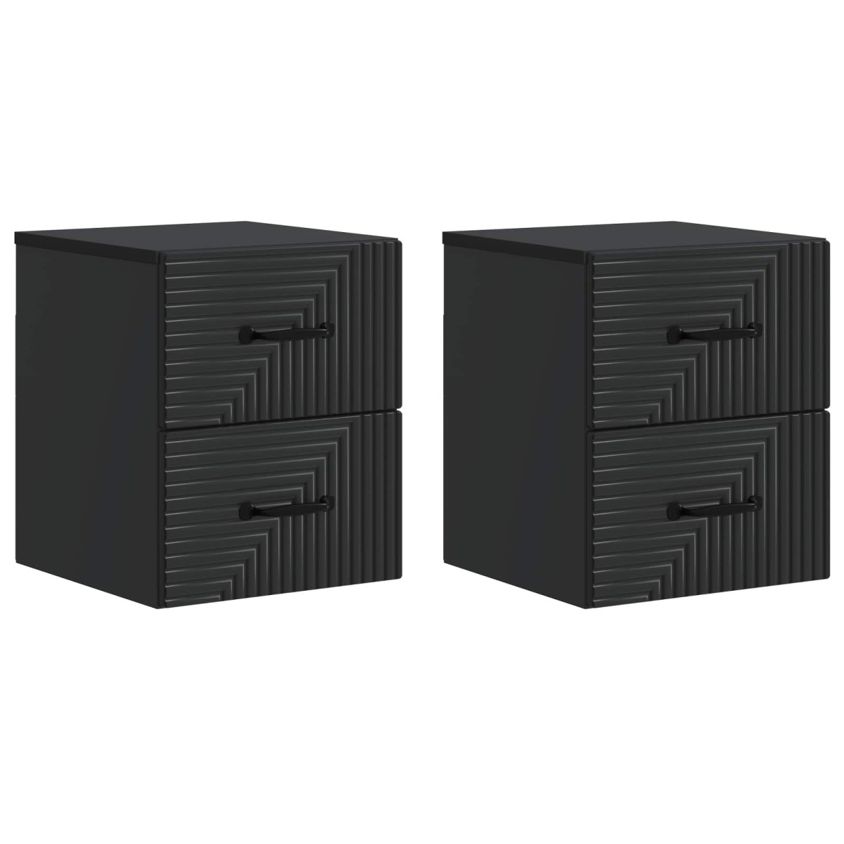 vidaXL Τοίχου Κρεμαστό Κομοδίνο 2 τμχ. Μαύρο 34,5 x 33 x 40 εκ