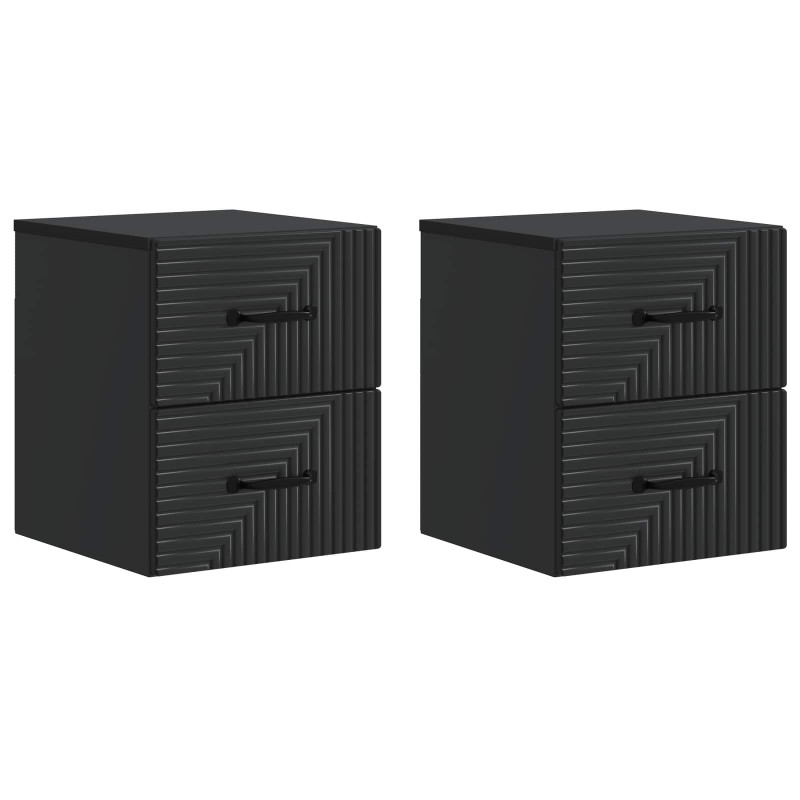 vidaXL Τοίχου Κρεμαστό Κομοδίνο 2 τμχ. Μαύρο 34,5 x 33 x 40 εκ