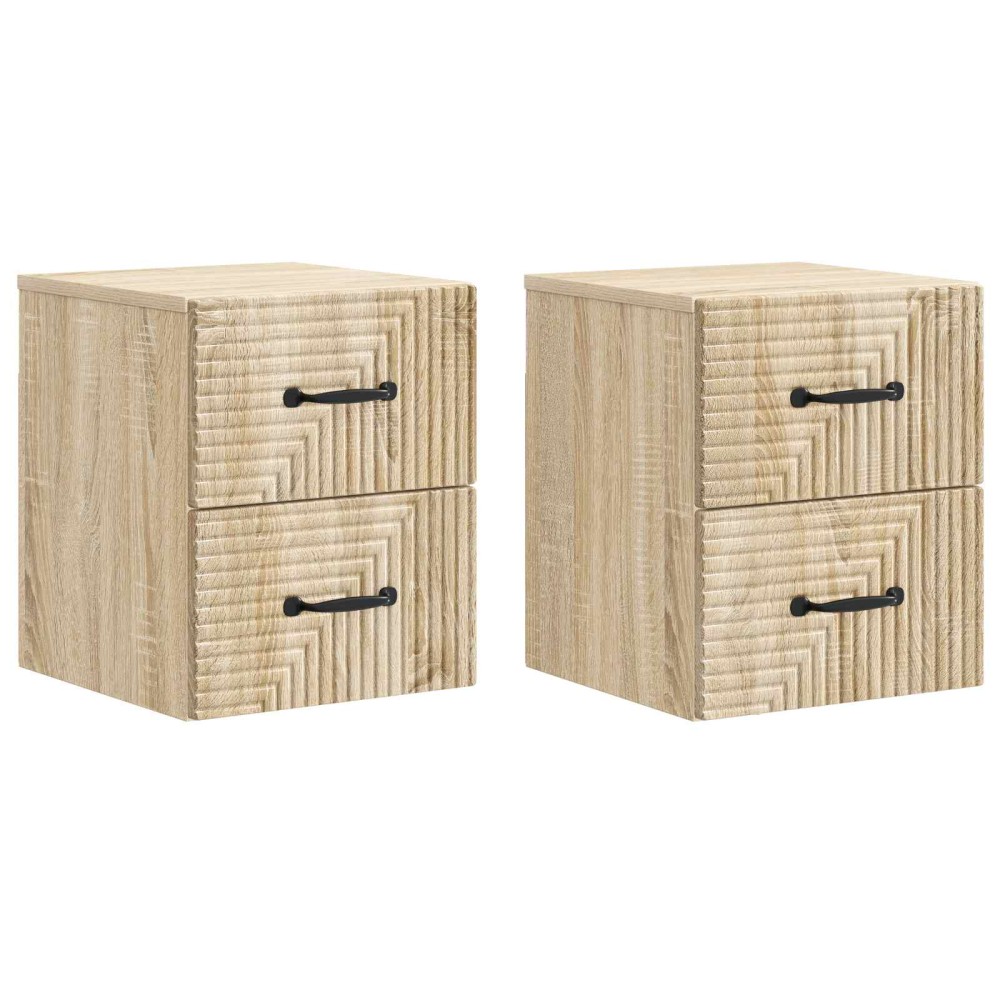 vidaXL Τοίχου Κρεμαστό Κομοδίνο 2 τμχ. Sonoma Δρυς 34,5 x 33 x 40 εκ