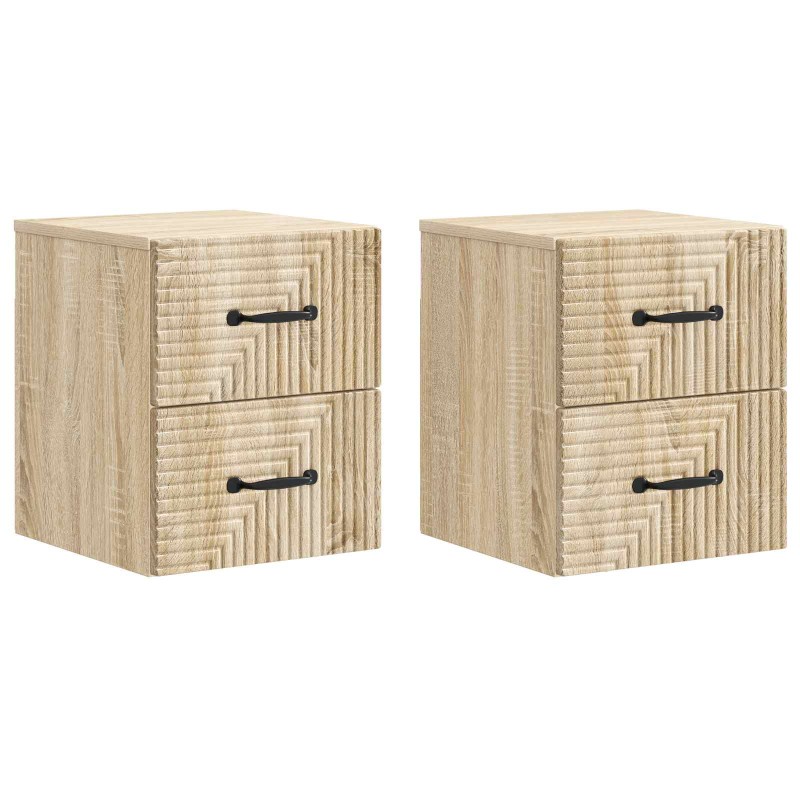 vidaXL Τοίχου Κρεμαστό Κομοδίνο 2 τμχ. Sonoma Δρυς 34,5 x 33 x 40 εκ