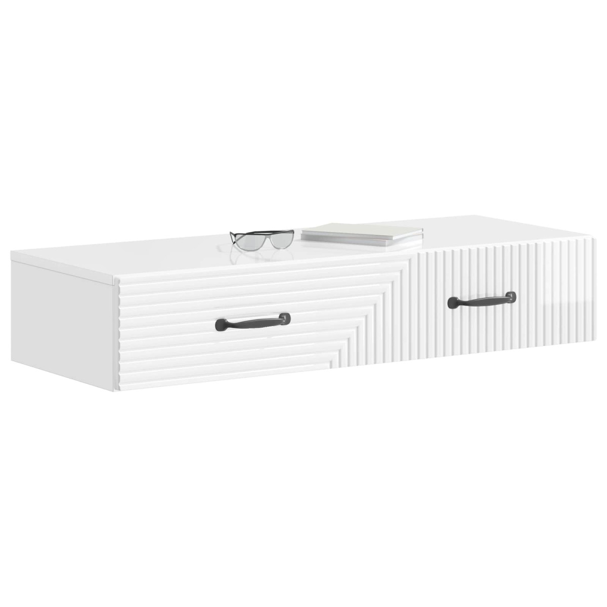 vidaXL Τραπεζάκι Τοίχου Γυαλιστερό Λευκό 87,5 x 34,5 x 17 εκ.