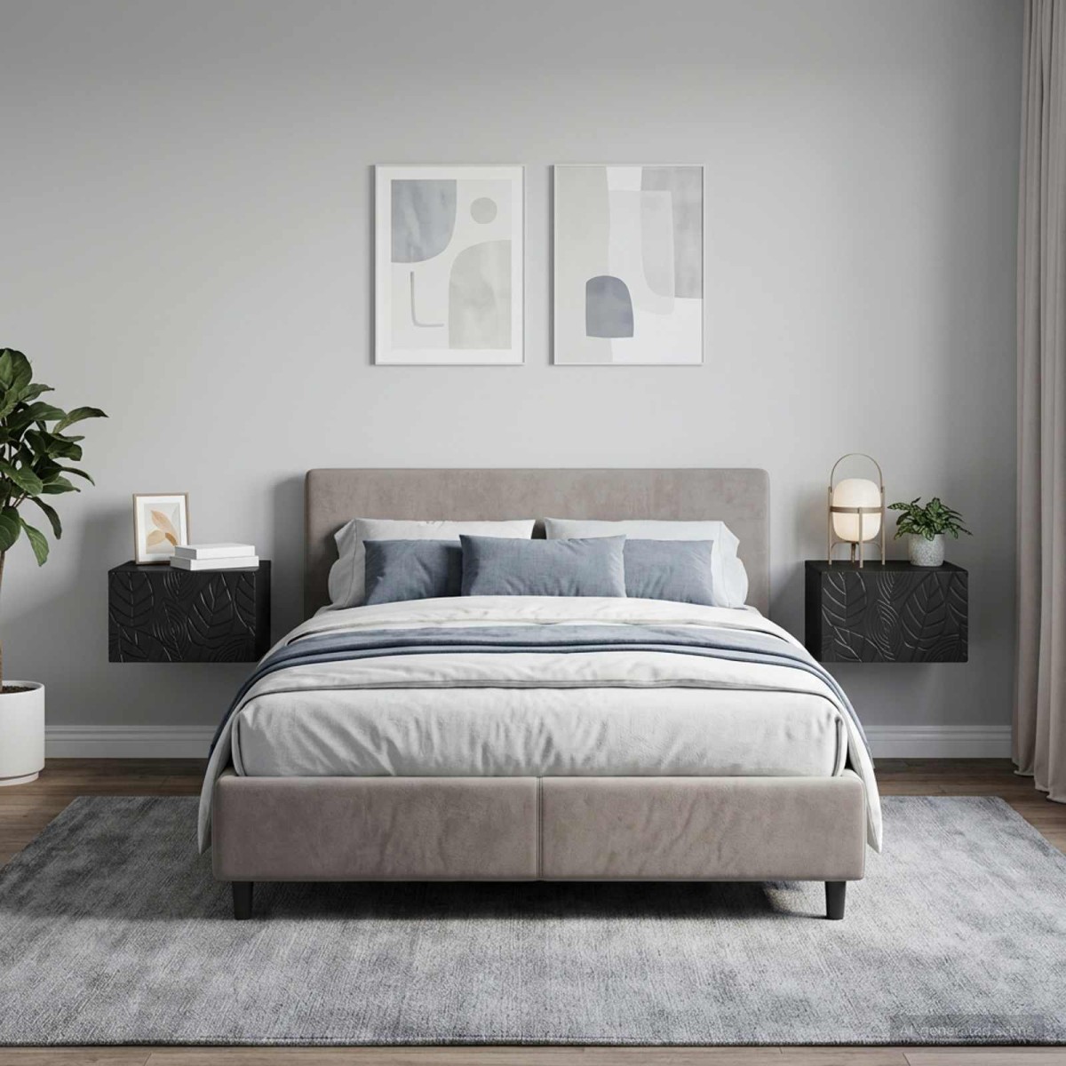 vidaXL Τοίχου Κρεμαστό Κομοδίνο 2 τεμ. Μαύρο 49 x 34,5 x 20 εκ.