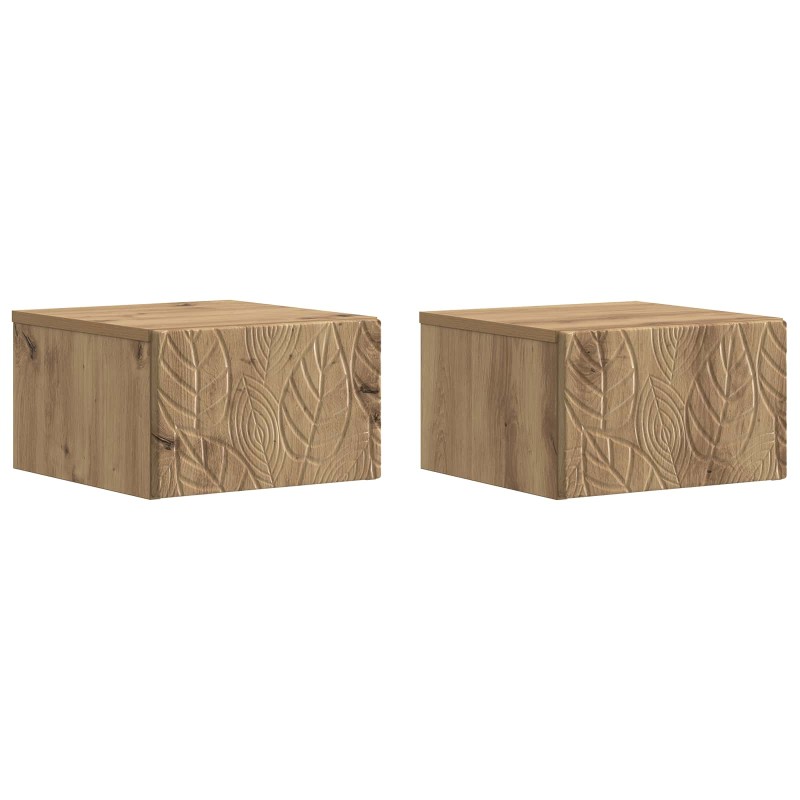 vidaXL Τοίχου Κρεμαστό Κομοδίνο 2 τεμ. Artisan Δρυς 49 x 34,5 x 20 εκ.