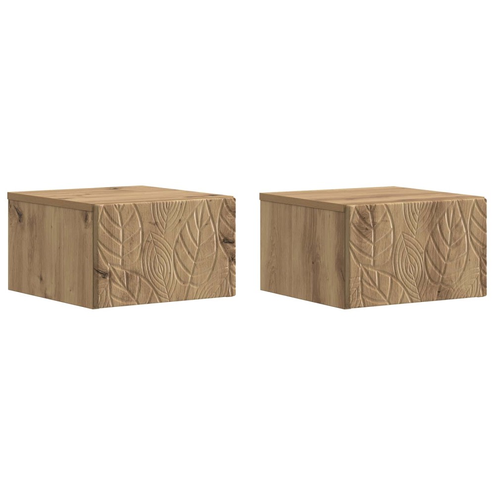 vidaXL Τοίχου Κρεμαστό Κομοδίνο 2 τεμ. Artisan Δρυς 49 x 34,5 x 20 εκ.