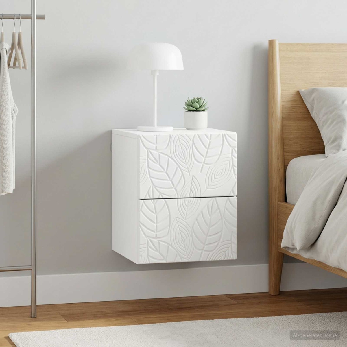 vidaXL Τοίχου Κρεμαστό Κομοδίνο 2 τεμ. Λευκό 34,5 x 33 x 40 εκ