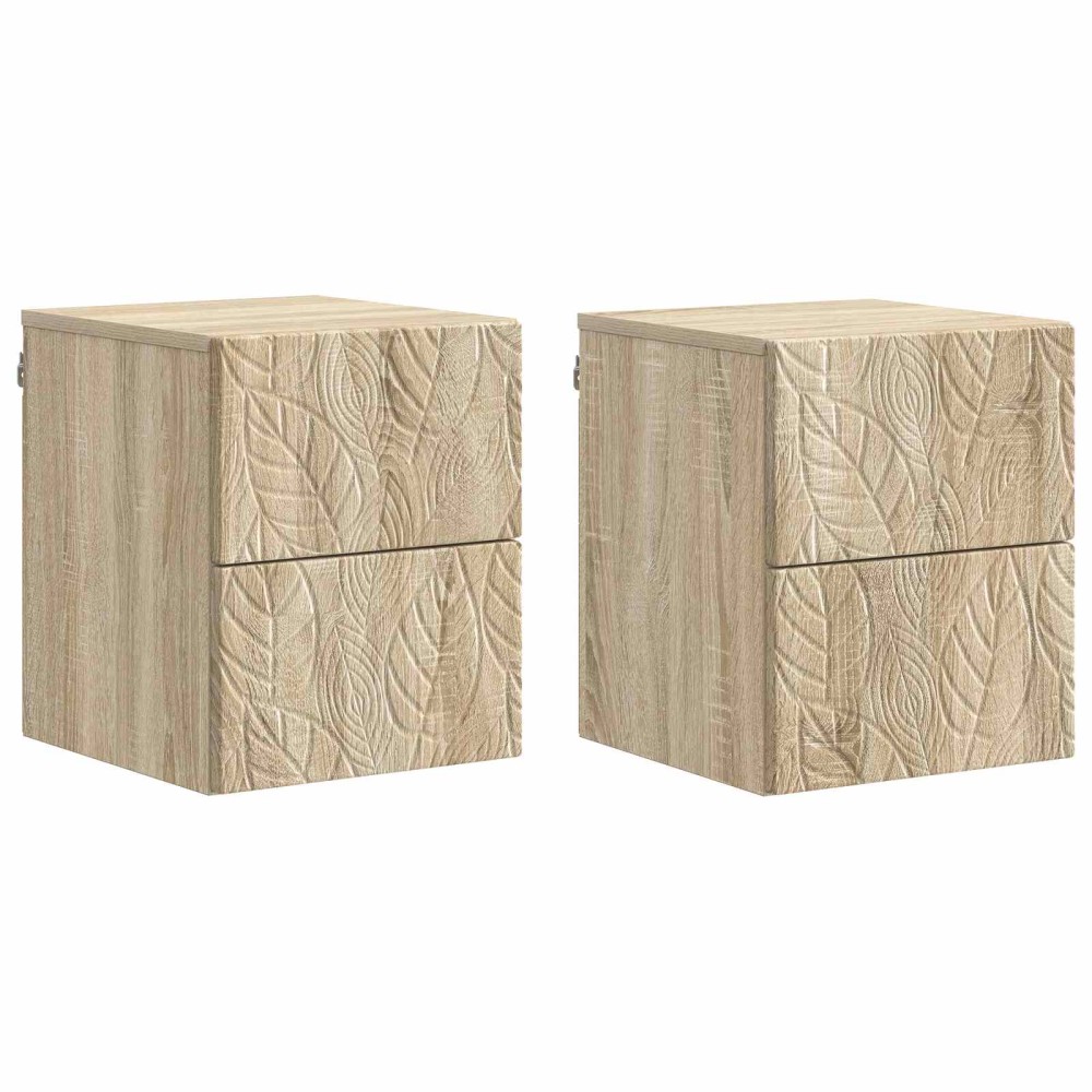 vidaXL Τοίχου Κρεμαστό Κομοδίνο 2 τεμ. Sonoma Δρυς 34,5 x 33 x 40 εκ