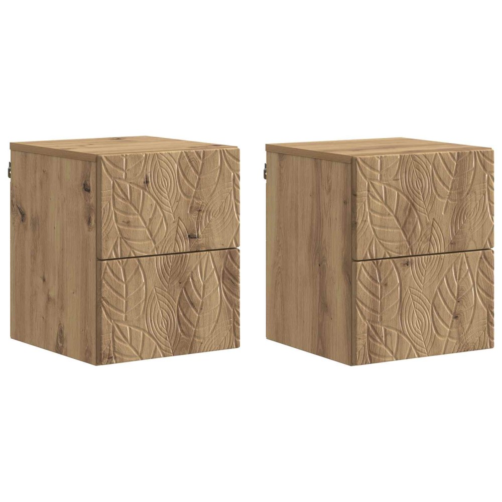 vidaXL Τοίχου Κρεμαστό Κομοδίνο 2 τεμ. Artisan Δρυς 34,5 x 33 x 40 εκ