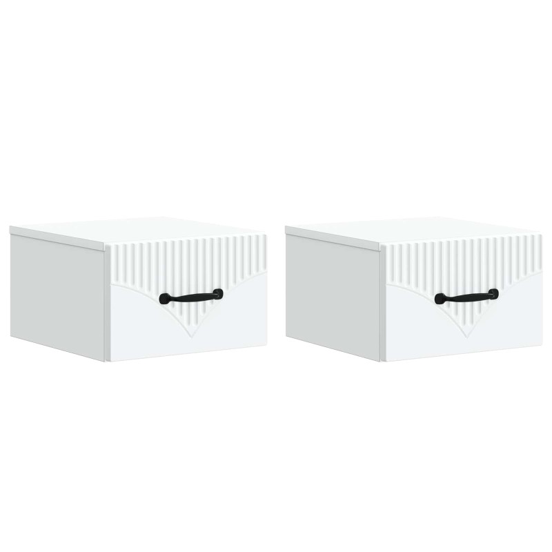 vidaXL Τοίχου Κρεμαστό Κομοδίνο 2 τμχ. Λευκό 34,5 x 33 x 20 εκ.