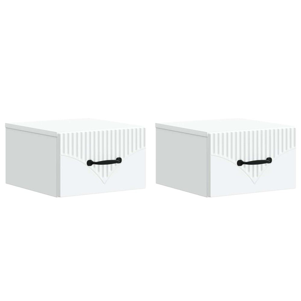 vidaXL Τοίχου Κρεμαστό Κομοδίνο 2 τμχ. Λευκό 34,5 x 33 x 20 εκ.