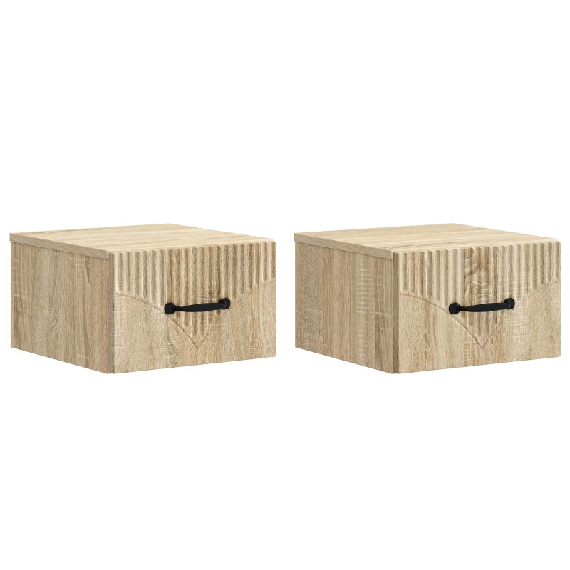 vidaXL Τοίχου Κρεμαστό Κομοδίνο 2 τμχ. Sonoma Δρυς 34,5 x 33 x 20 εκ.