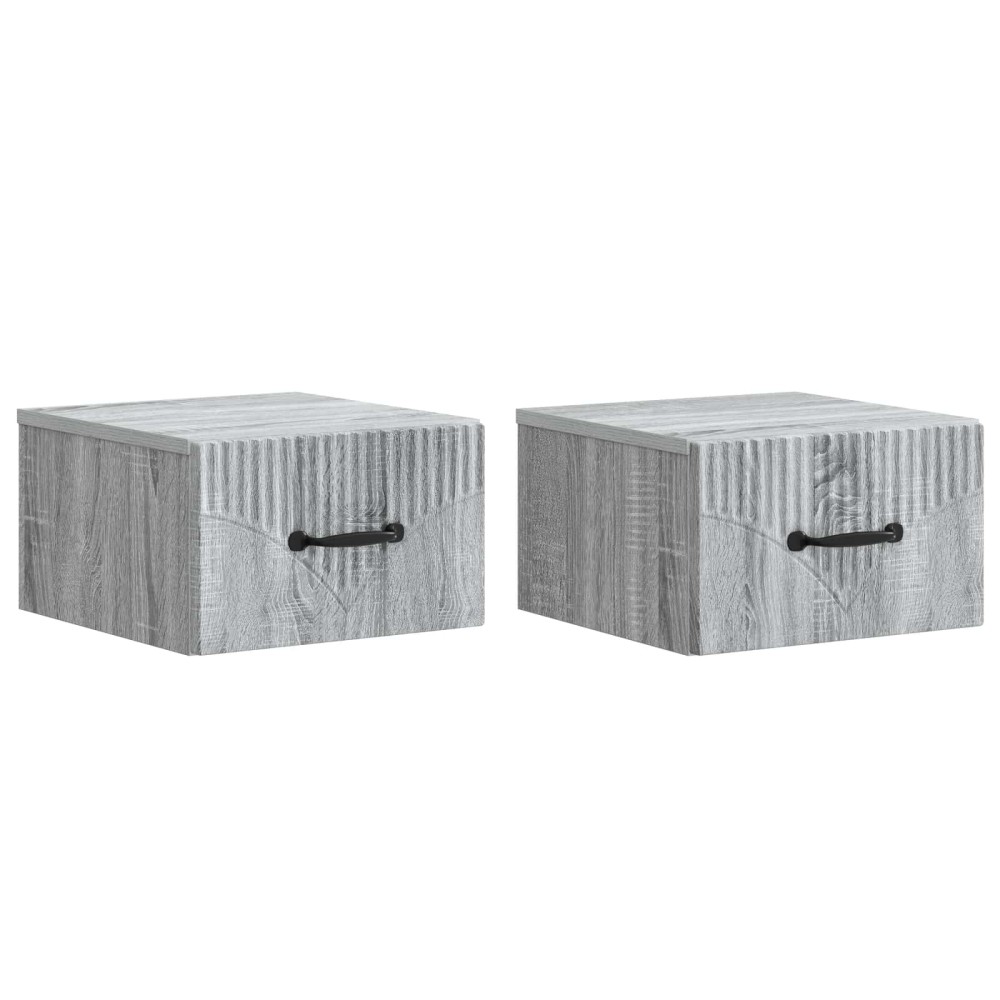 vidaXL Τοίχου Κρεμαστό Κομοδίνο 2 τμχ. Γκρι Sonoma 34,5 x 33 x 20 εκ.