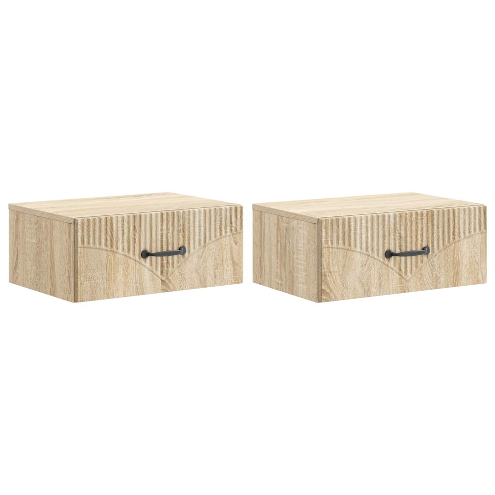 vidaXL Τοίχου Κρεμαστό Κομοδίνο 2 τμχ. Sonoma Δρυς 49 x 34,5 x 20 εκ.