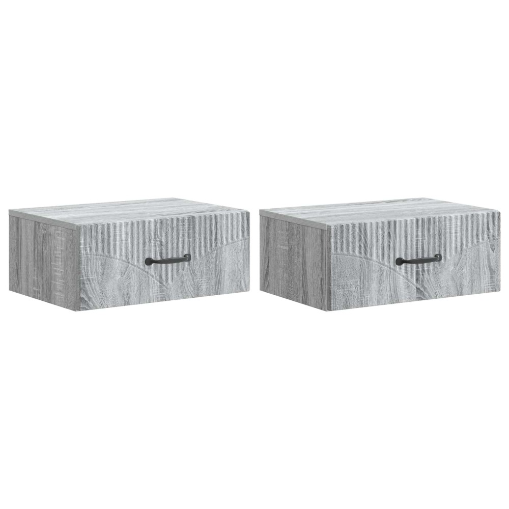 vidaXL Τοίχου Κρεμαστό Κομοδίνο 2 τμχ. Γκρι Sonoma 49 x 34,5 x 20 εκ.