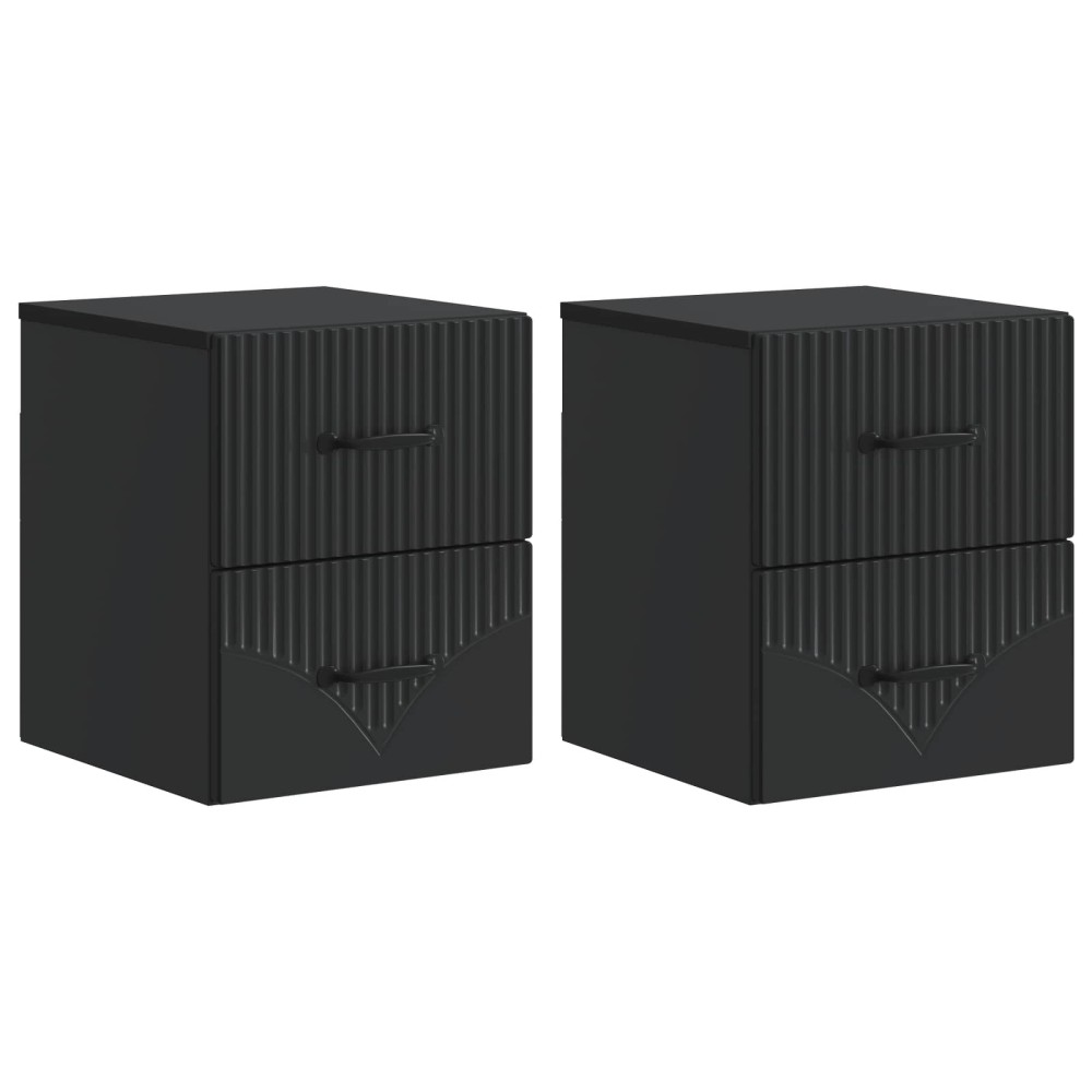 vidaXL Τοίχου Κρεμαστό Κομοδίνο 2 τμχ. Μαύρο 34,5 x 33 x 40 εκ