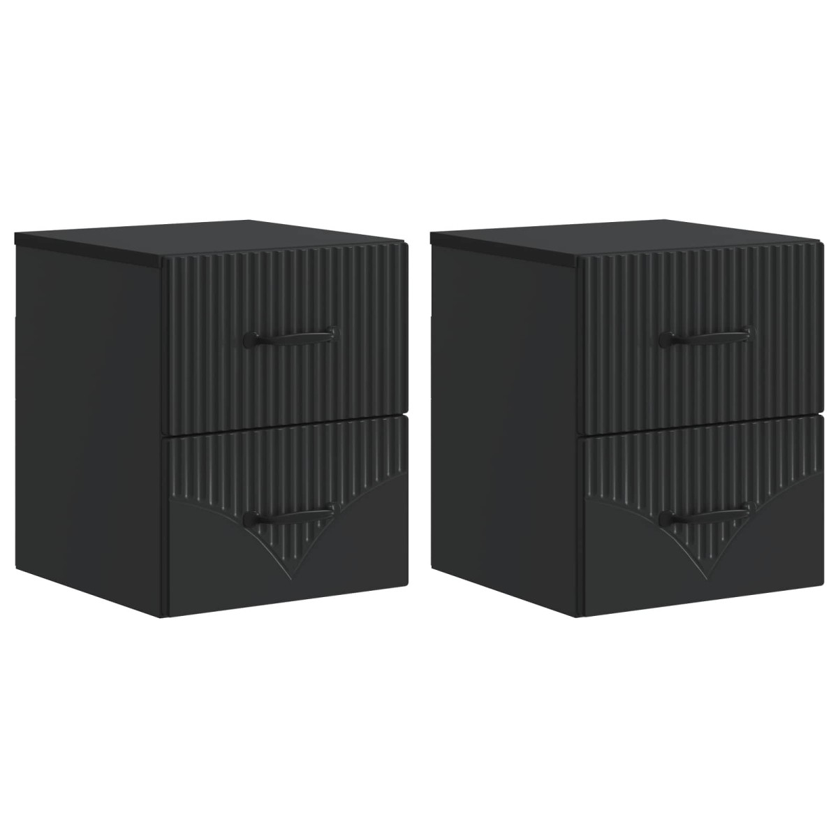 vidaXL Τοίχου Κρεμαστό Κομοδίνο 2 τμχ. Μαύρο 34,5 x 33 x 40 εκ