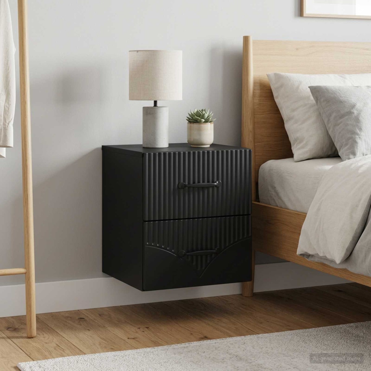 vidaXL Τοίχου Κρεμαστό Κομοδίνο 2 τμχ. Μαύρο 34,5 x 33 x 40 εκ