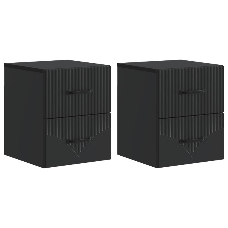 vidaXL Τοίχου Κρεμαστό Κομοδίνο 2 τμχ. Μαύρο 34,5 x 33 x 40 εκ