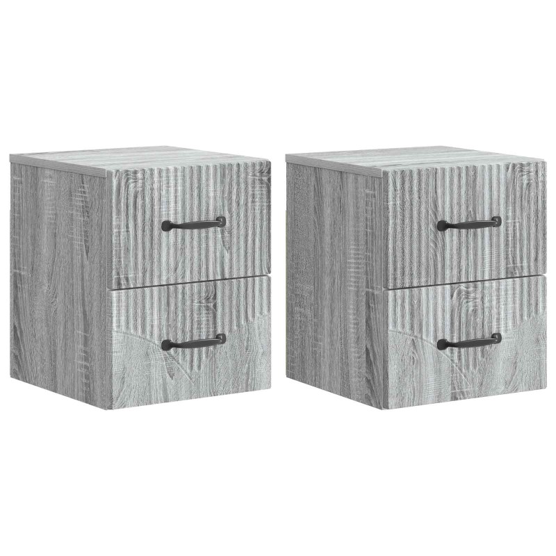 vidaXL Τοίχου Κρεμαστό Κομοδίνο 2 τμχ. Γκρι Sonoma 34,5 x 33 x 40 εκ