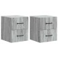 vidaXL Τοίχου Κρεμαστό Κομοδίνο 2 τμχ. Γκρι Sonoma 34,5 x 33 x 40 εκ