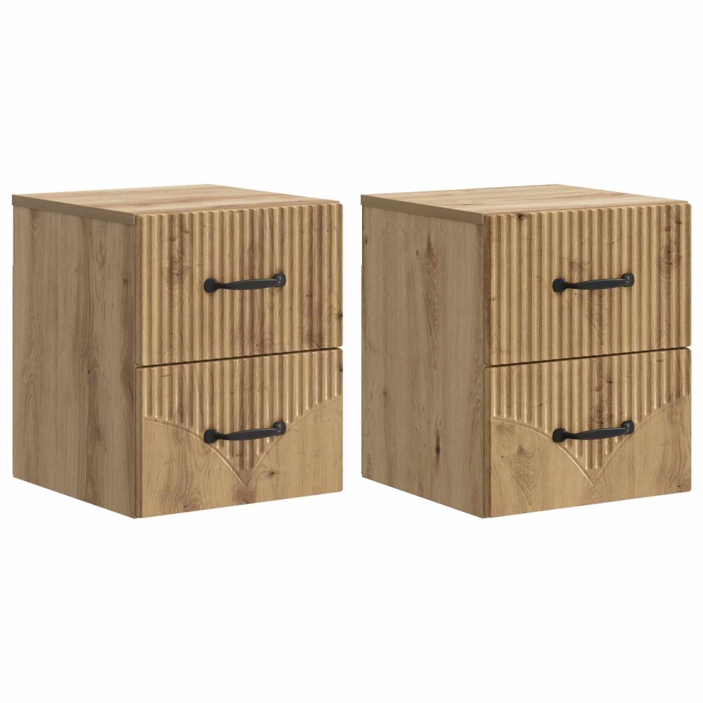 vidaXL Τοίχου Κρεμαστό Κομοδίνο 2 τμχ. Artisan Δρυς 34,5 x 33 x 40 εκ