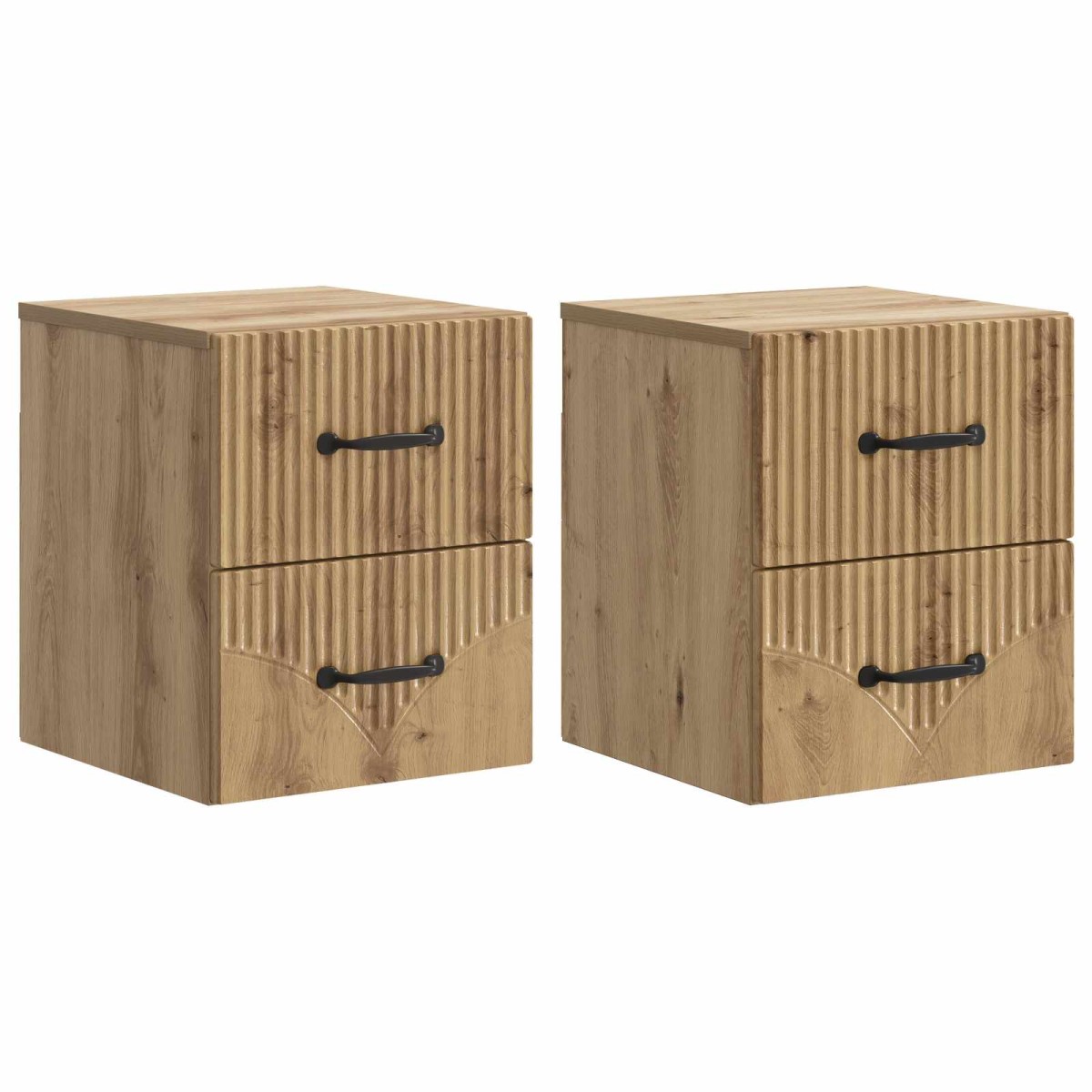 vidaXL Τοίχου Κρεμαστό Κομοδίνο 2 τμχ. Artisan Δρυς 34,5 x 33 x 40 εκ