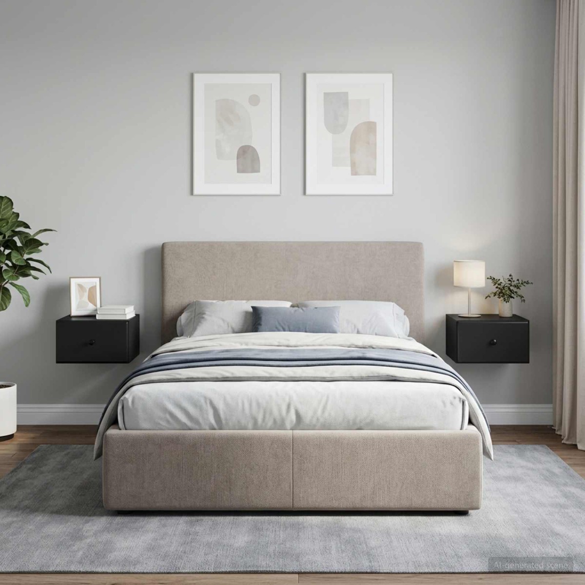 vidaXL Τοίχου Κρεμαστό Κομοδίνο 2 τμχ. Μαύρο 34,5 x 33 x 20 εκ.