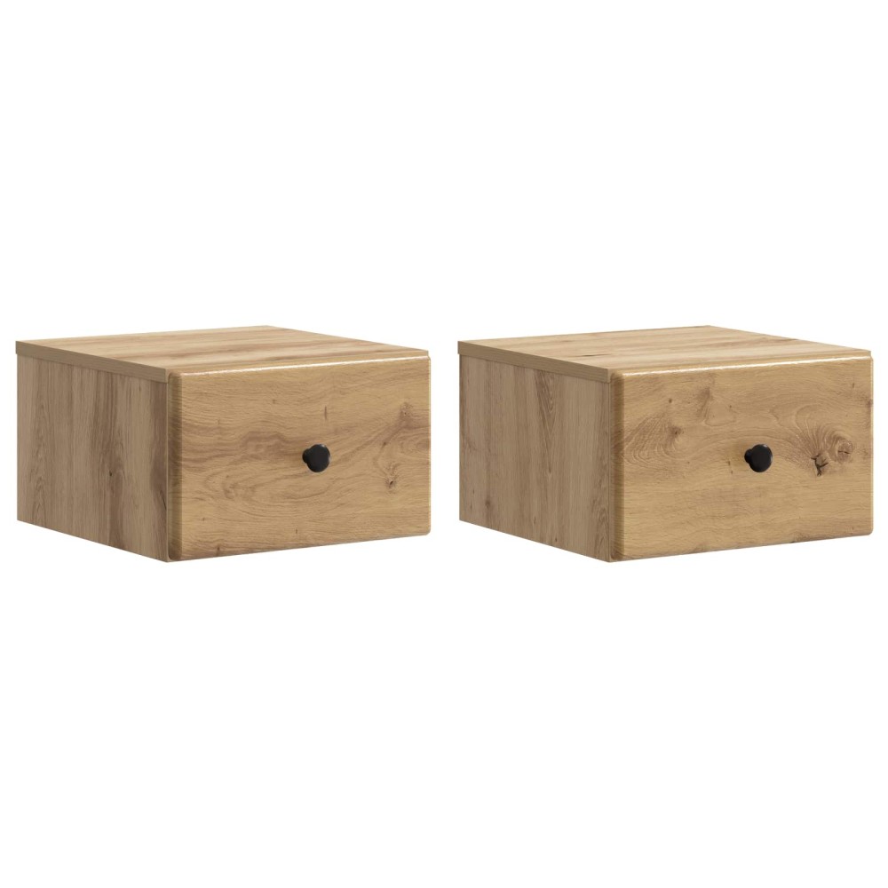 vidaXL Τοίχου Κρεμαστό Κομοδίνο 2 τμχ. Artisan Δρυς 34,5 x 33 x 20 εκ.