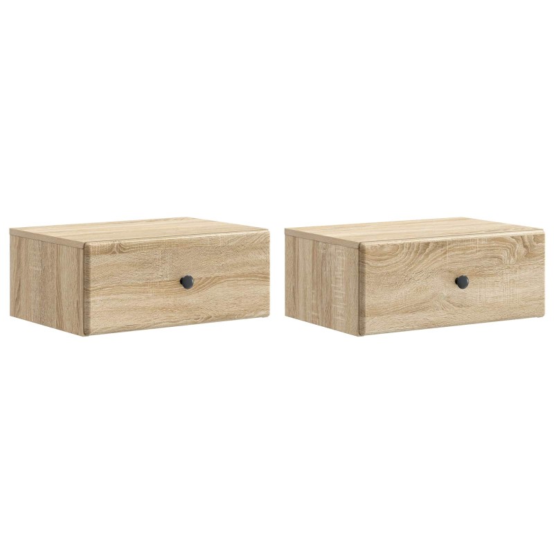 vidaXL Τοίχου Κρεμαστό Κομοδίνο 2 τμχ. Sonoma Δρυς 49 x 34,5 x 20 εκ.